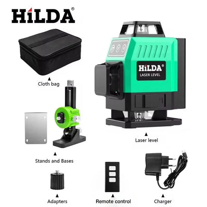 HILDA 16 Line Green Beam Laser Level with Self Leveling Feature - Smarsty