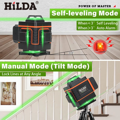 HILDA 16 Line Green Laser Level for Accurate Measurements - Smarsty