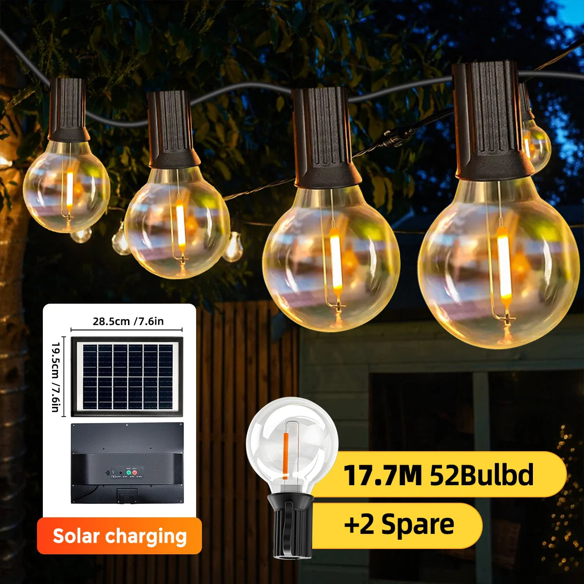 Solar String Lights Outdoor with Shatterproof Bulbs - Smarsty