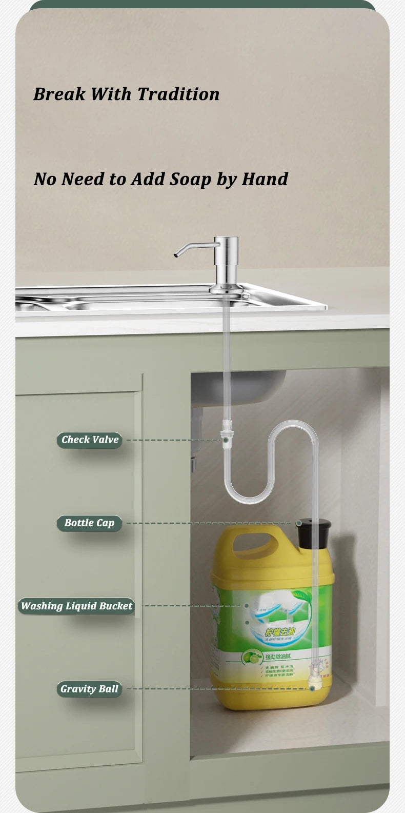 Stainless Steel Soap Dispenser Extension Kit for Kitchen - Smarsty