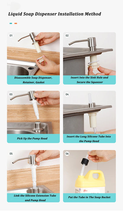 Stainless Steel Soap Dispenser Extension Kit for Kitchen - Smarsty