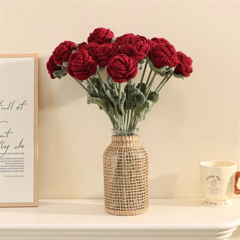 Efun Crochet Rose Bouquet for Elegant Home Decoration - Smarsty