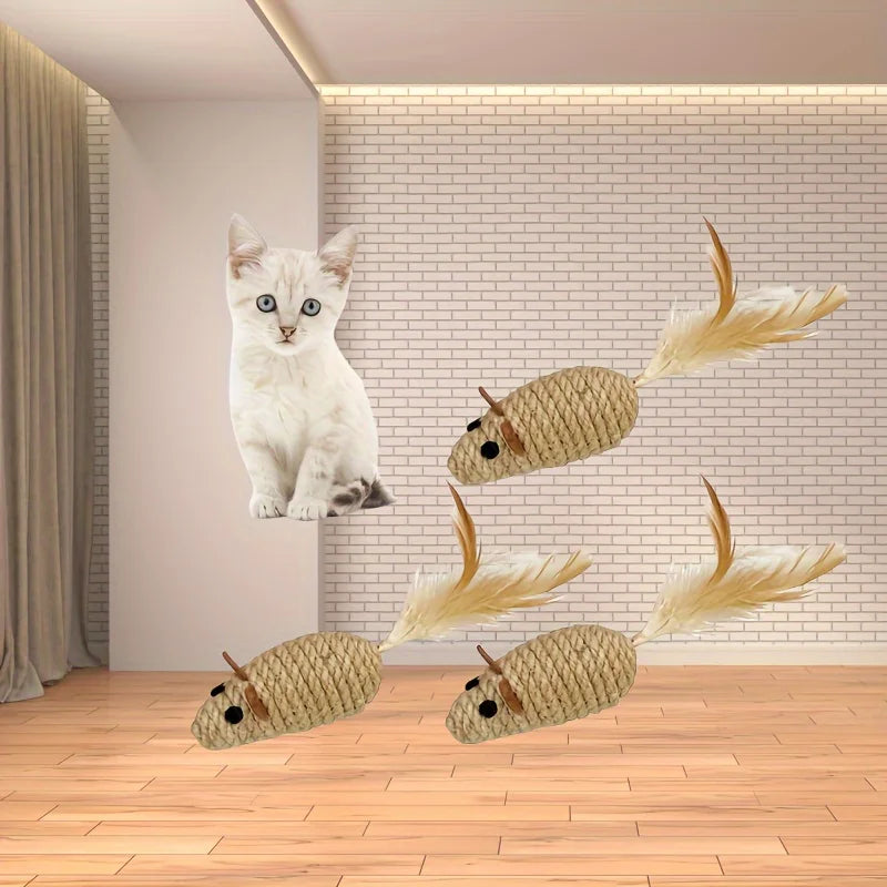Sisal Plush Cat Mice Toy for Interactive Play - Smarsty
