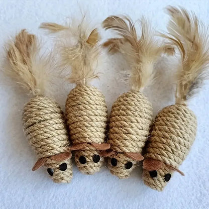 Sisal Plush Cat Mice Toy for Interactive Play - Smarsty