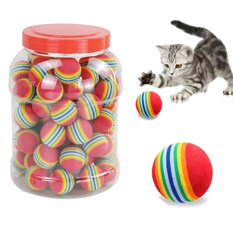 Interactive Rainbow EVA Cat Ball for Chewing and Play - Smarsty