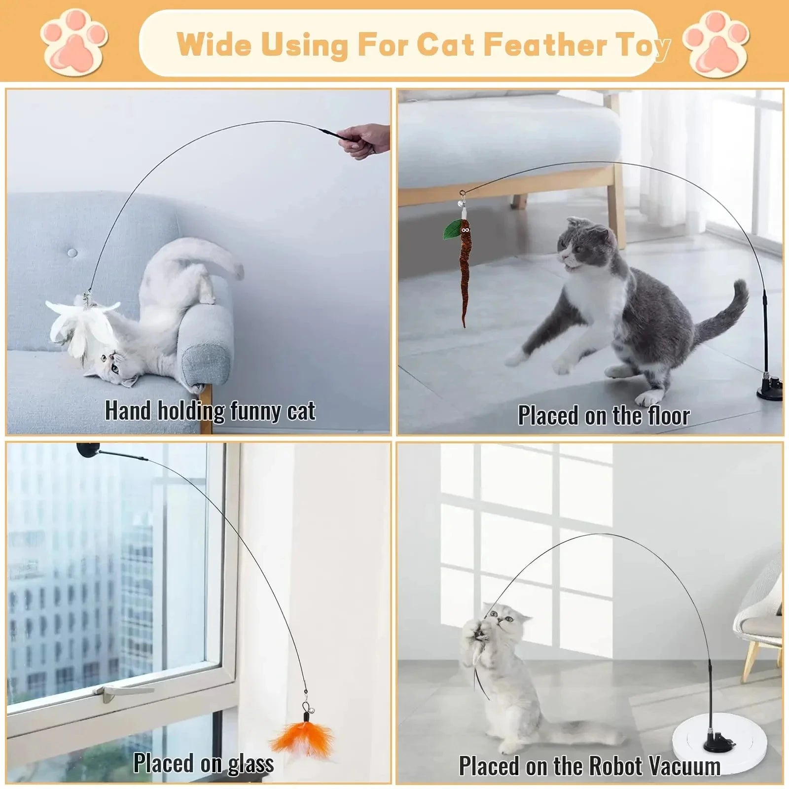 Upgraded Feather Cat Teasing Stick for Interactive Play - Smarsty