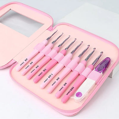 Ergonomic 9 Piece Crochet Hook Set for Knitting - Smarsty
