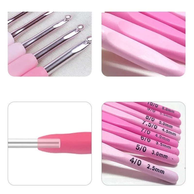 Ergonomic 9 Piece Crochet Hook Set for Knitting - Smarsty
