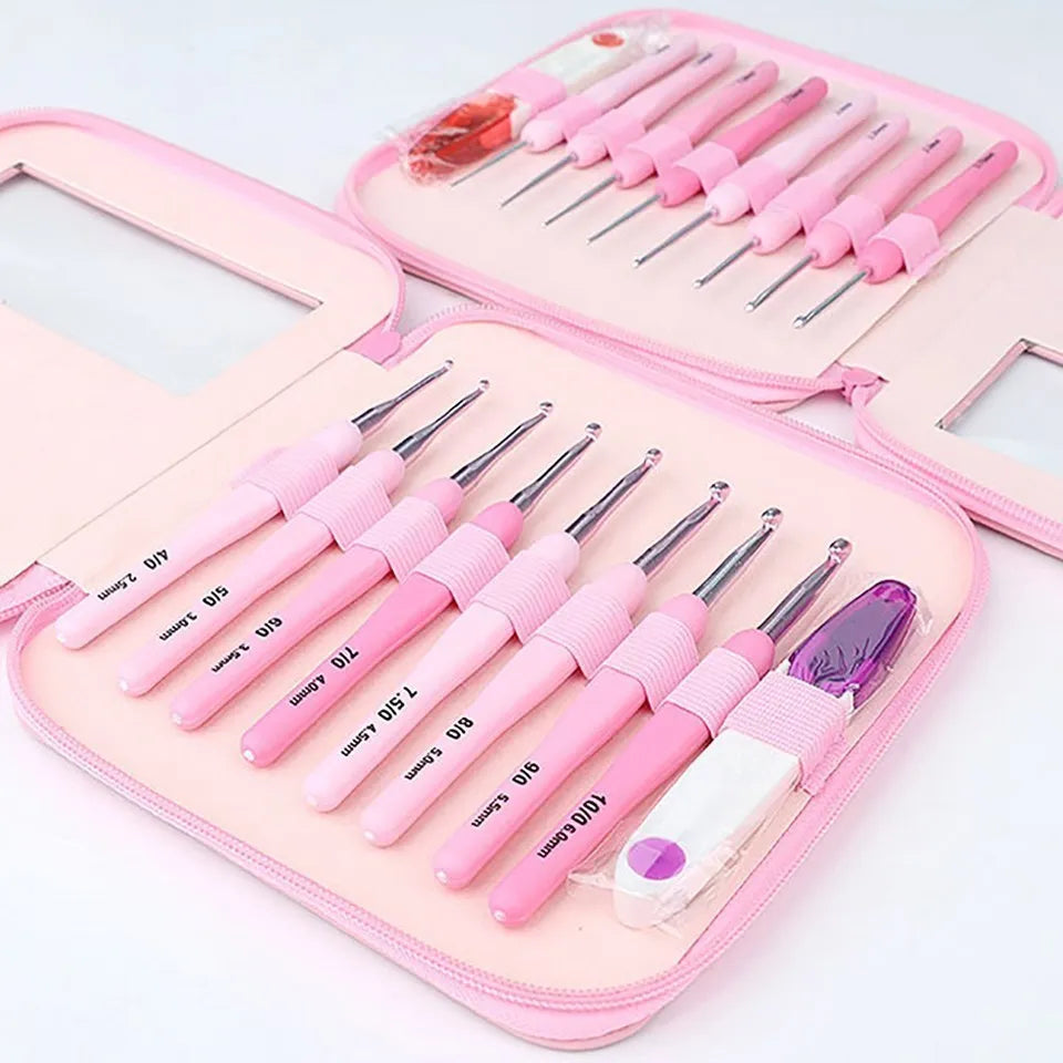 Ergonomic 9 Piece Crochet Hook Set for Knitting - Smarsty