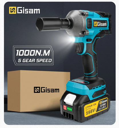 Gisam 1000NM Brushless Electric Impact Wrench Power Tool - Smarsty