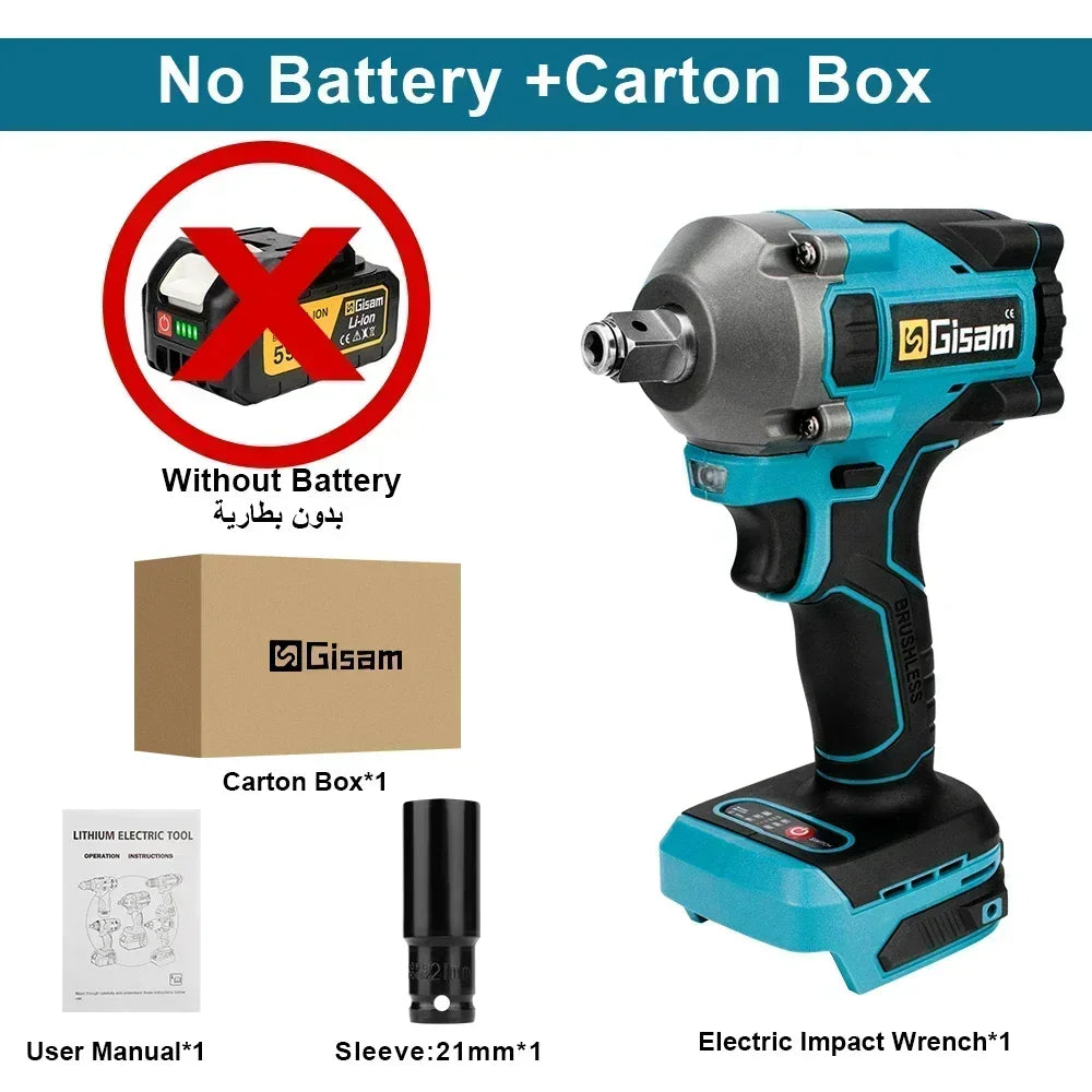 Gisam 1000NM Brushless Electric Impact Wrench Power Tool - Smarsty