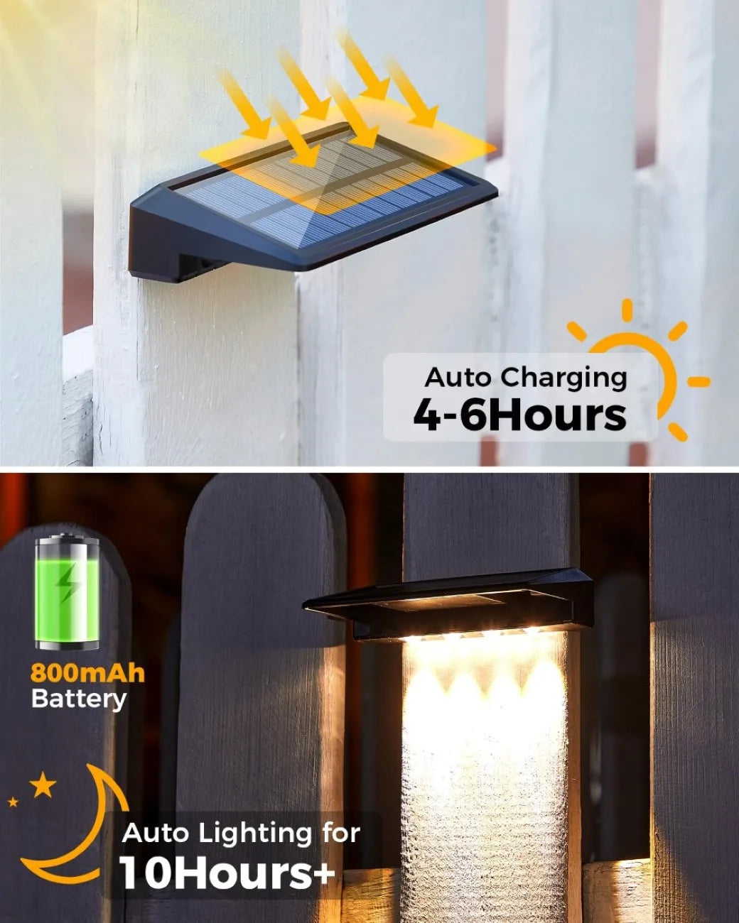 2 Pack Solar Wall Lights Waterproof LED Outdoor Lighting - Smarsty