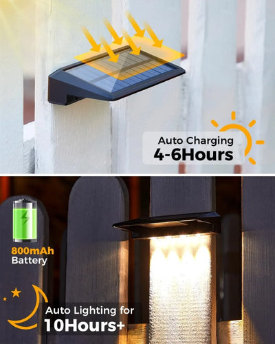 2 Pack Solar Wall Lights Waterproof LED Outdoor Lighting - Smarsty