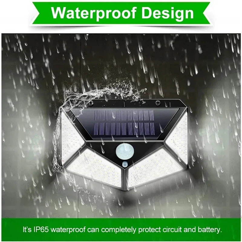 100 LED Solar Wall Lamp with Motion Sensor Waterproof Outdoor Light - Smarsty