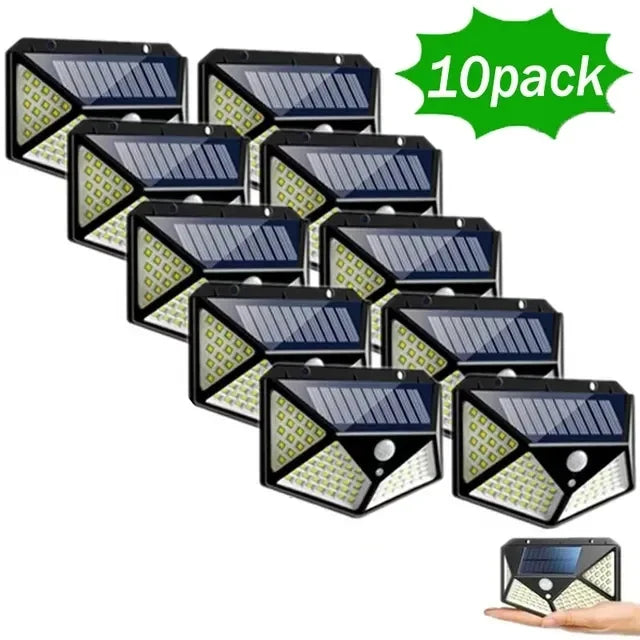 100 LED Solar Wall Lamp with Motion Sensor Waterproof Outdoor Light - Smarsty