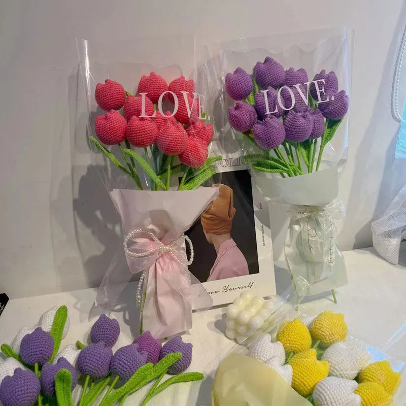 Hand-Knitted Crochet Floral Bouquet for Home Decor - Smarsty