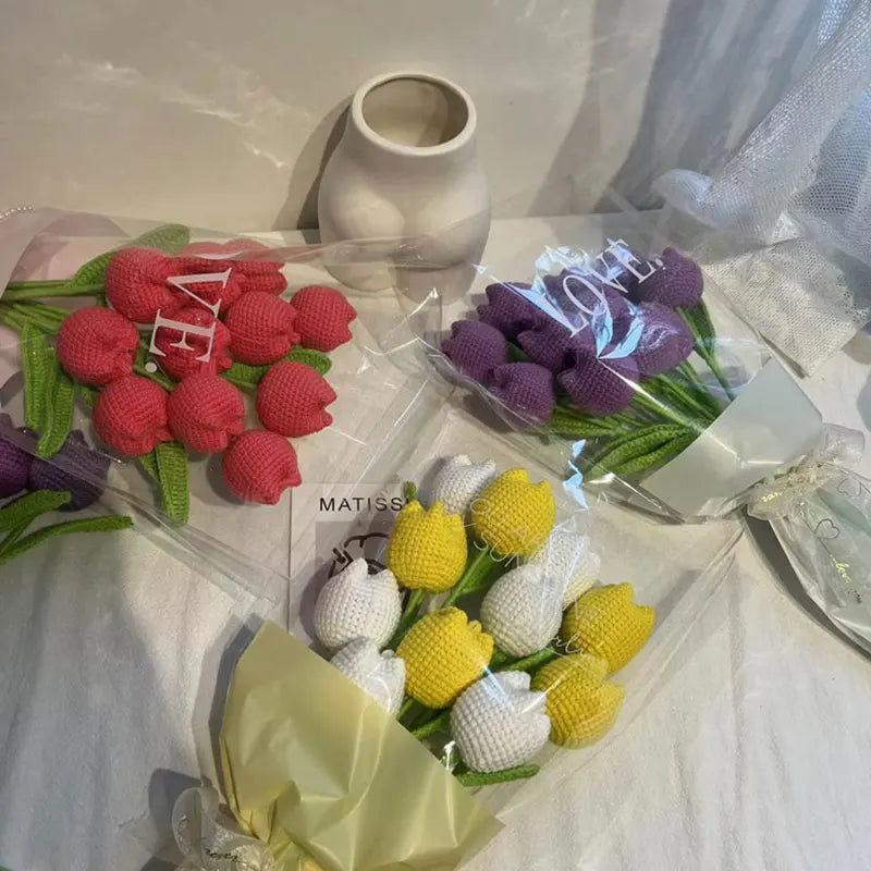 Hand-Knitted Crochet Floral Bouquet for Home Decor - Smarsty