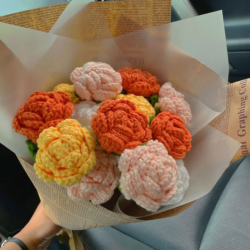 Hand-Knitted Crochet Floral Bouquet for Home Decor - Smarsty