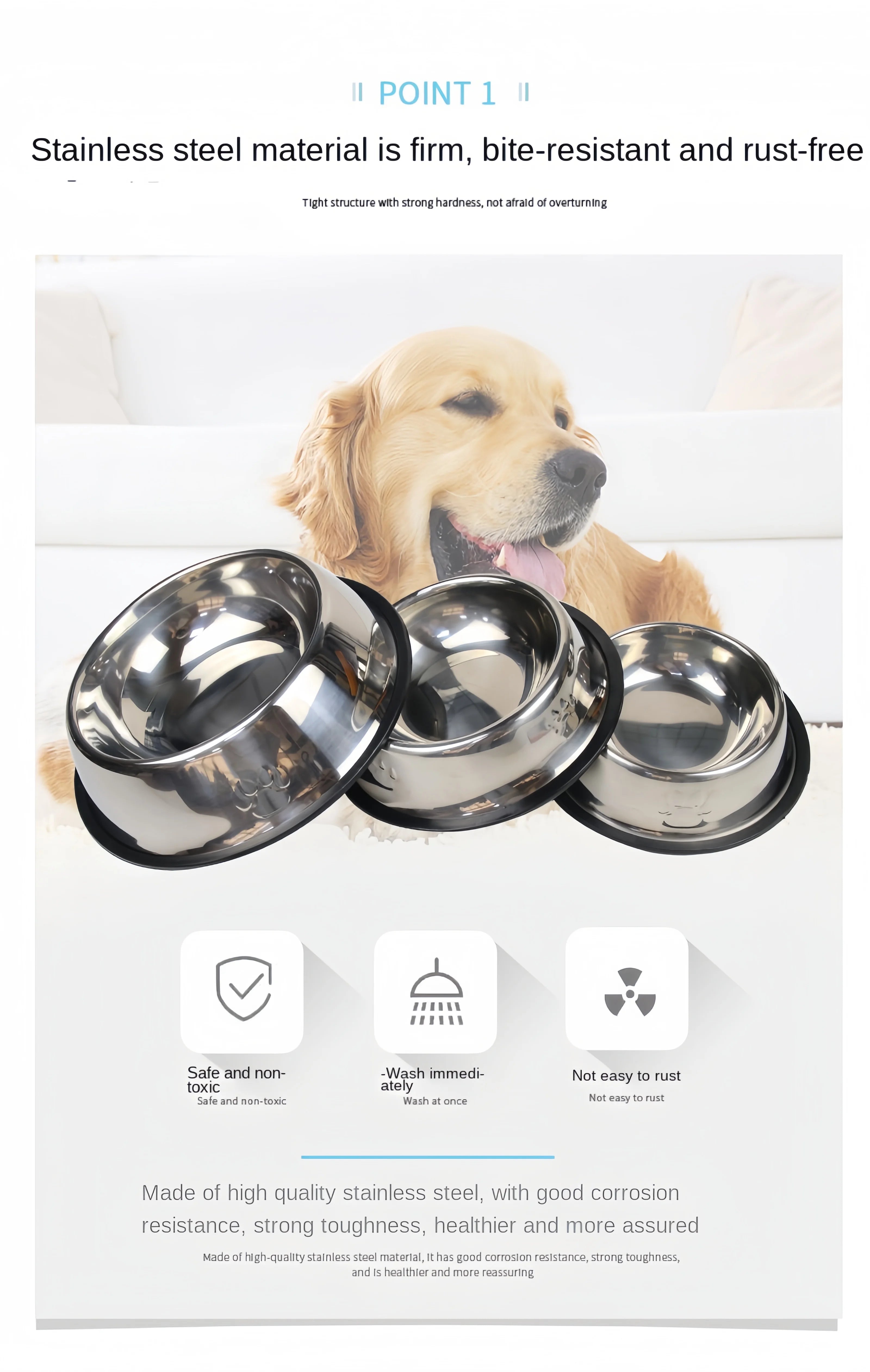 Durable Stainless Steel Pet Feeding Bowl Easy To Clean - Smarsty