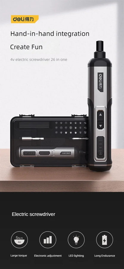 Deli Mini Electric Screwdriver Tool Set with Lithium Battery - Smarsty