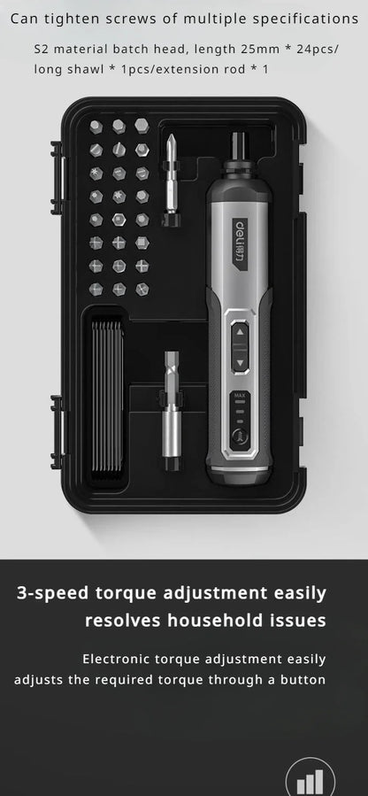 Deli Mini Electric Screwdriver Tool Set with Lithium Battery - Smarsty
