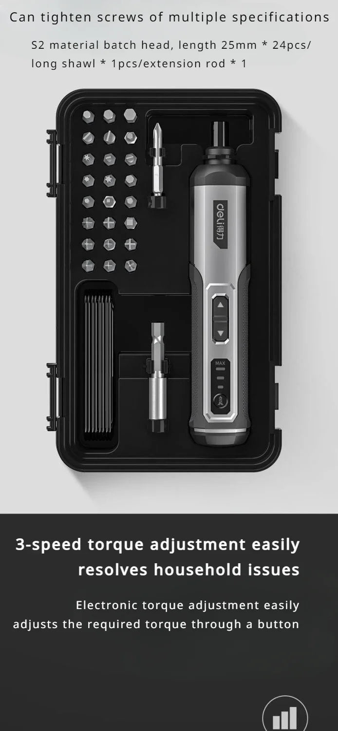 Deli Mini Electric Screwdriver Tool Set with Lithium Battery - Smarsty