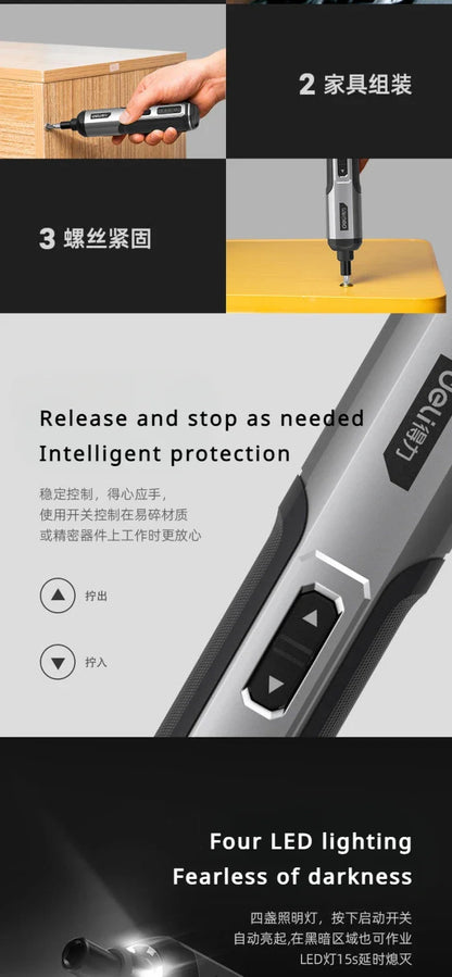 Deli Mini Electric Screwdriver Tool Set with Lithium Battery - Smarsty