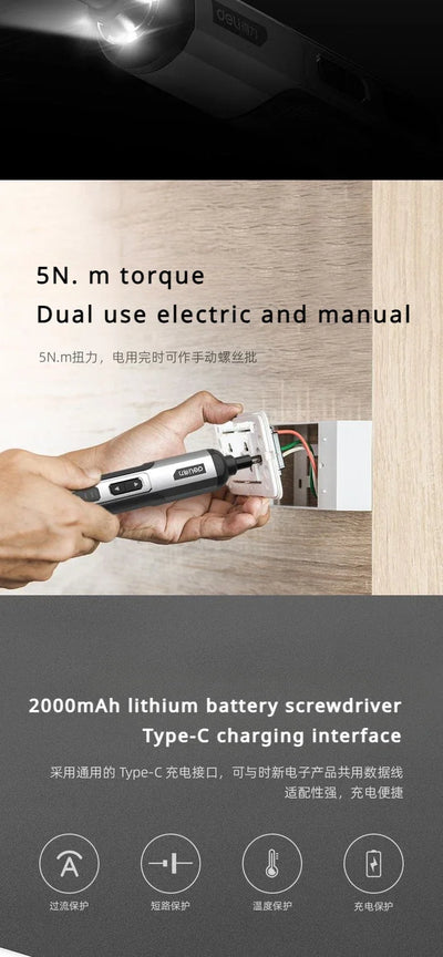 Deli Mini Electric Screwdriver Tool Set with Lithium Battery - Smarsty