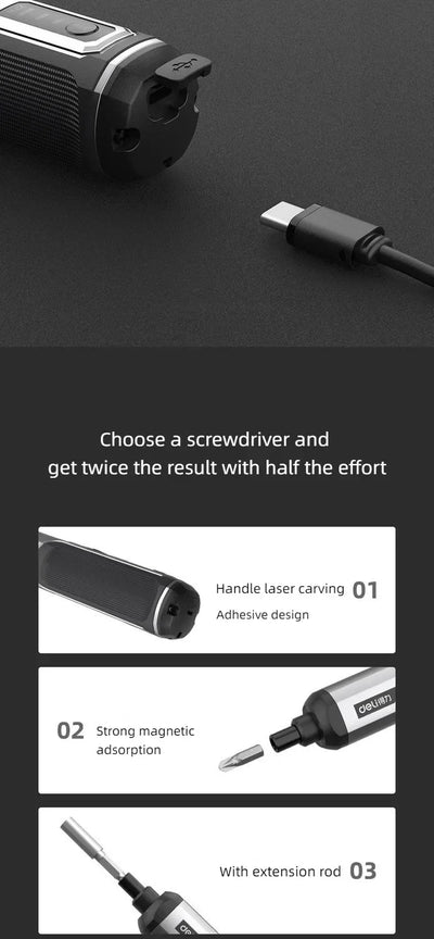 Deli Mini Electric Screwdriver Tool Set with Lithium Battery - Smarsty