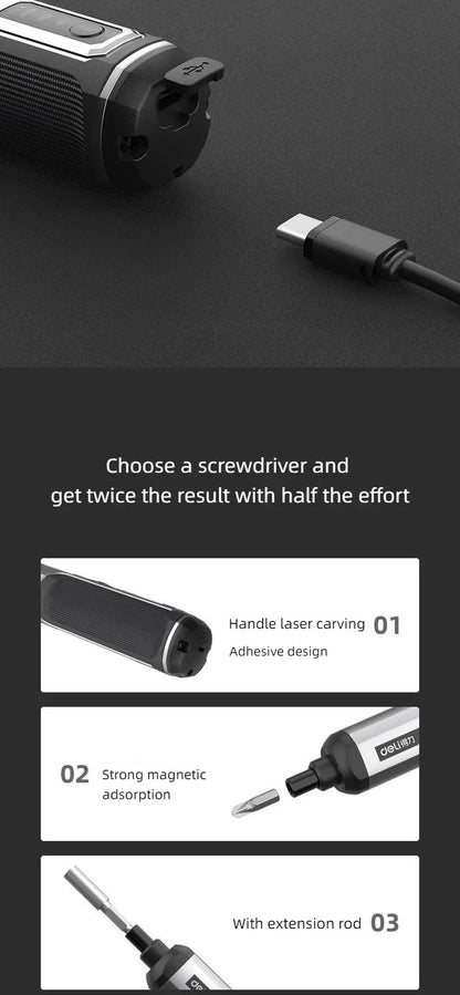 Deli Mini Electric Screwdriver Tool Set with Lithium Battery - Smarsty