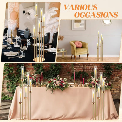 Gold Floor Candelabra 5 Arm Tall Candle Holder - Smarsty