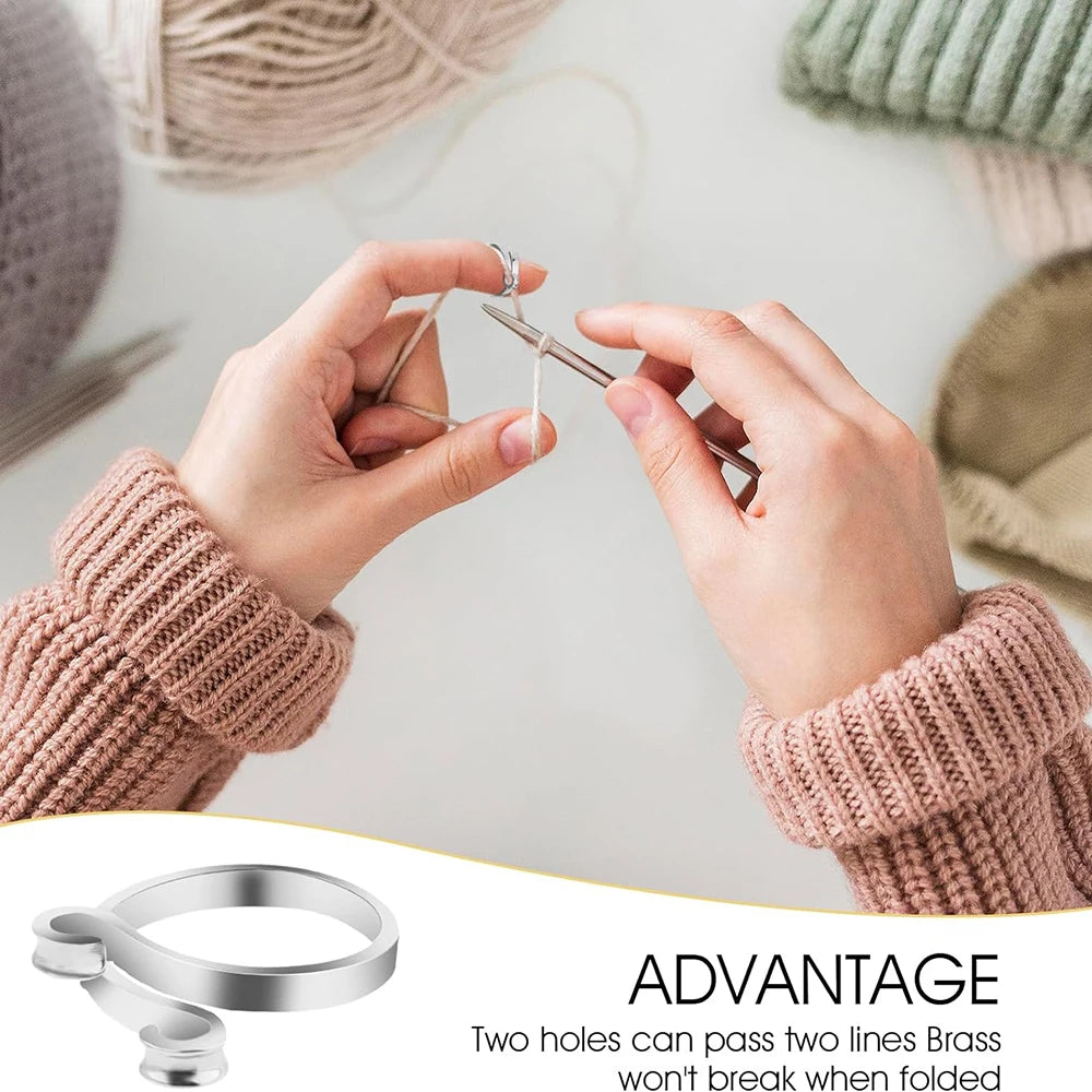 Adjustable Knitting Crochet Loop Ring Thimble Set - Smarsty