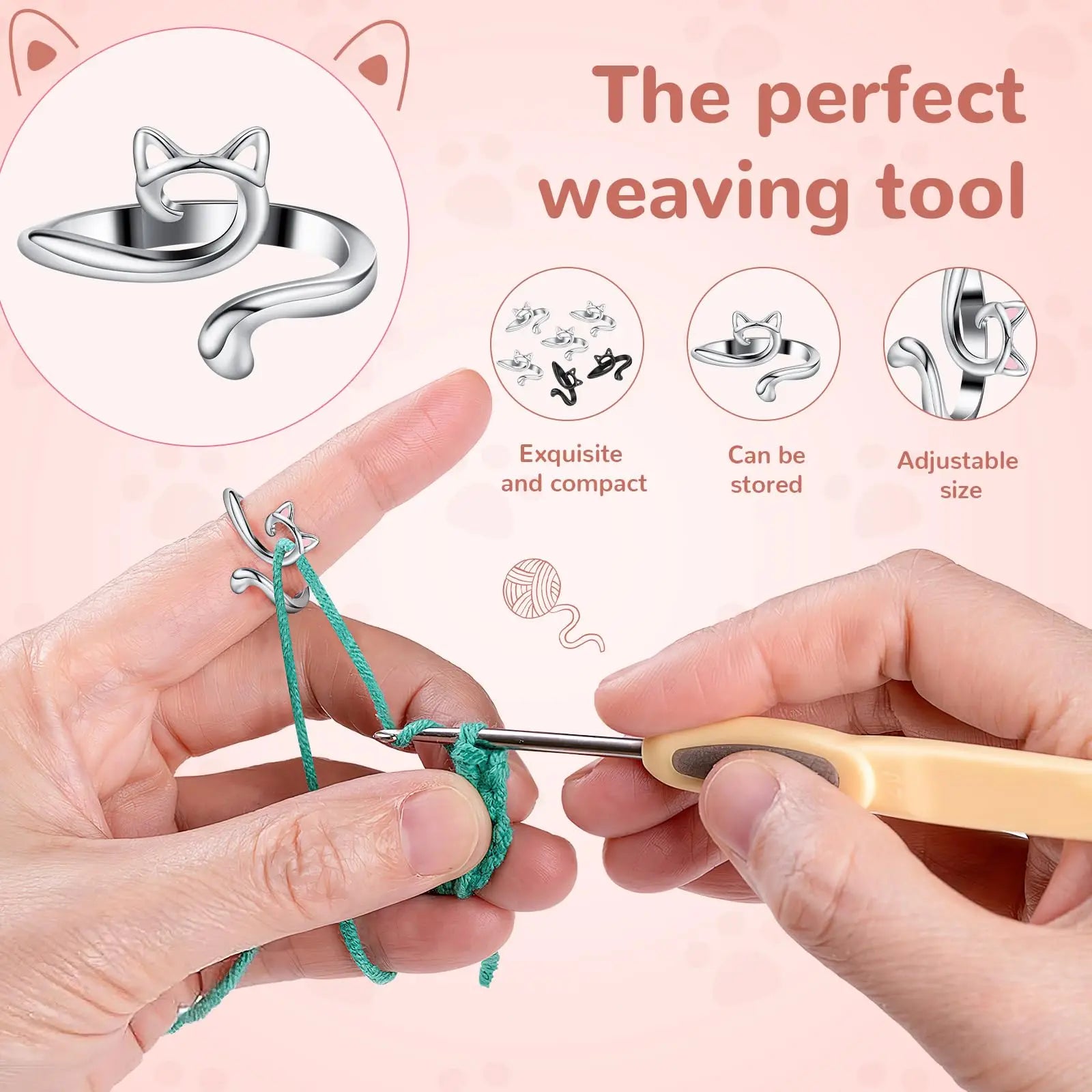 Adjustable Knitting Crochet Loop Ring Thimble Set - Smarsty