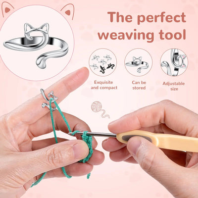 Adjustable Knitting Crochet Loop Ring Thimble Set - Smarsty