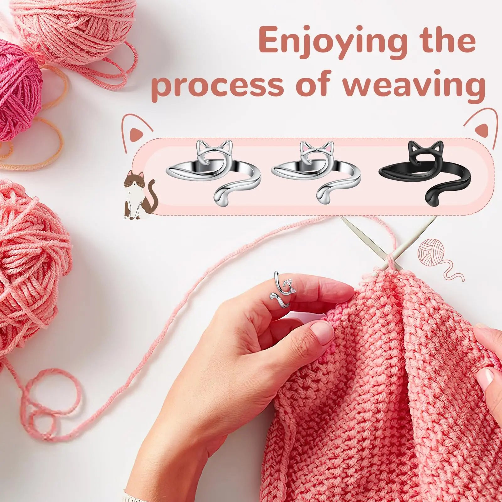 Adjustable Knitting Crochet Loop Ring Thimble Set - Smarsty