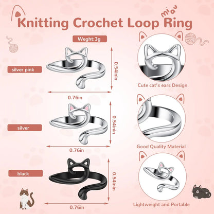 Adjustable Knitting Crochet Loop Ring Thimble Set - Smarsty
