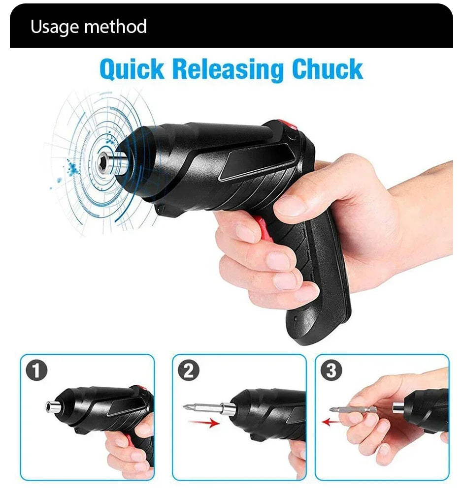 Powerful 3.6V Electric Screwdriver Set with LED Light - Smarsty