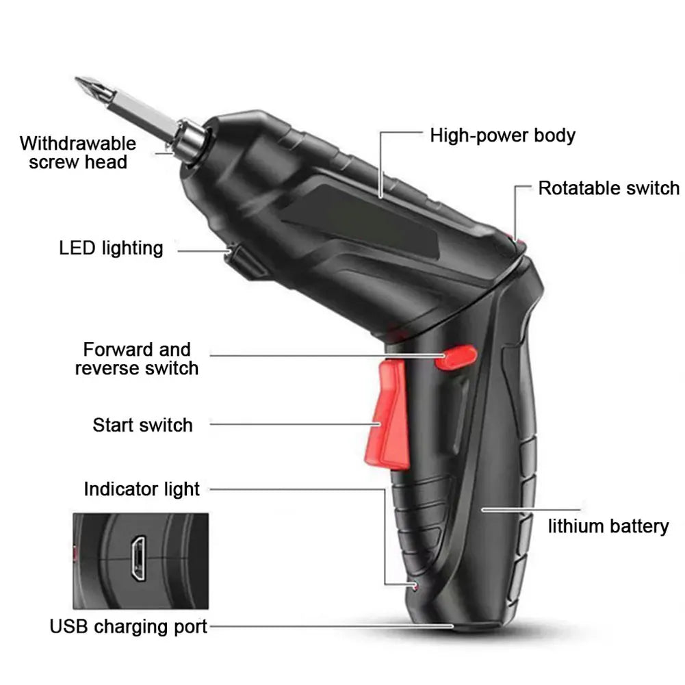 Powerful 3.6V Electric Screwdriver Set with LED Light - Smarsty