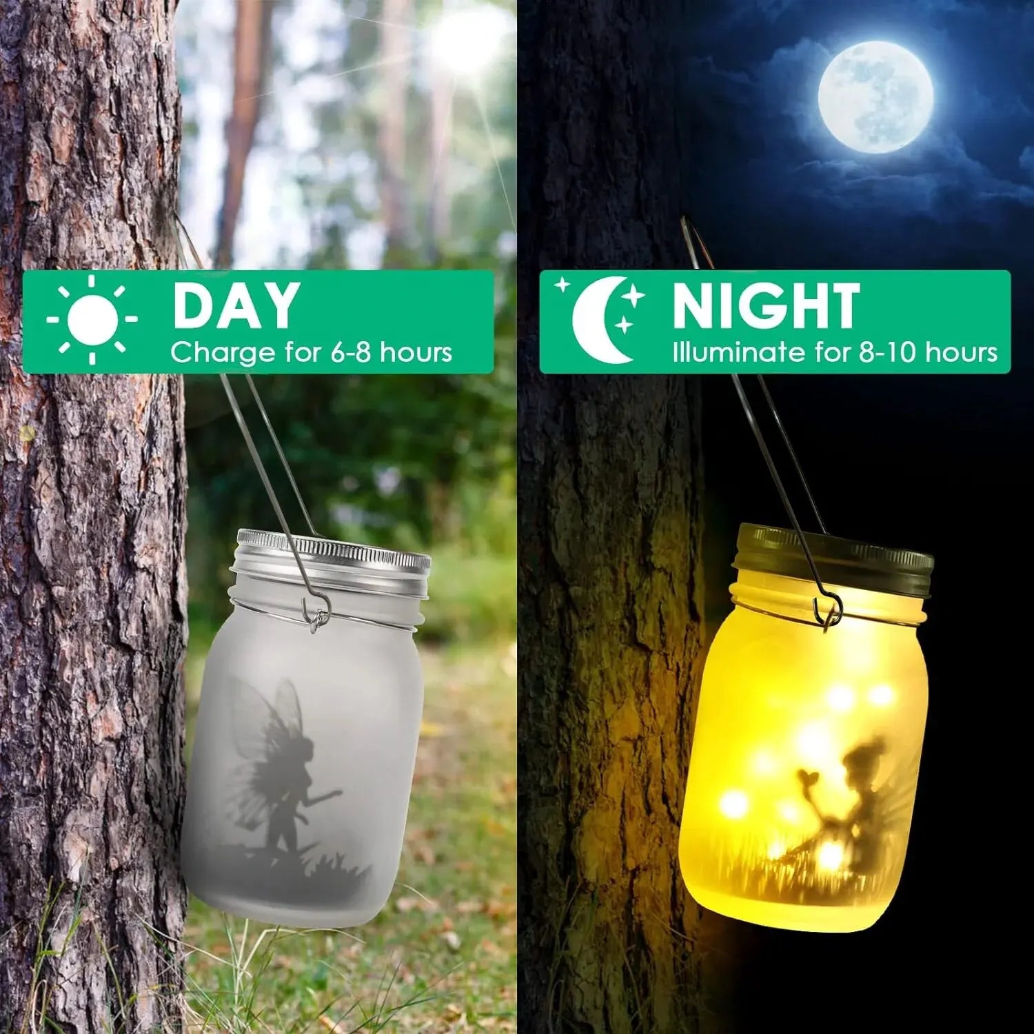Solar Mason Jar Lanterns Waterproof Fairy Lights for Garden - Smarsty