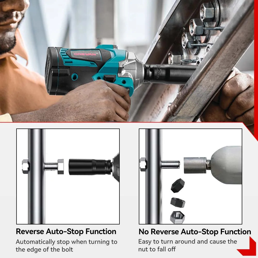 Onevan 1200N M Brushless Electric Impact Wrench Cordless Convenience - Smarsty