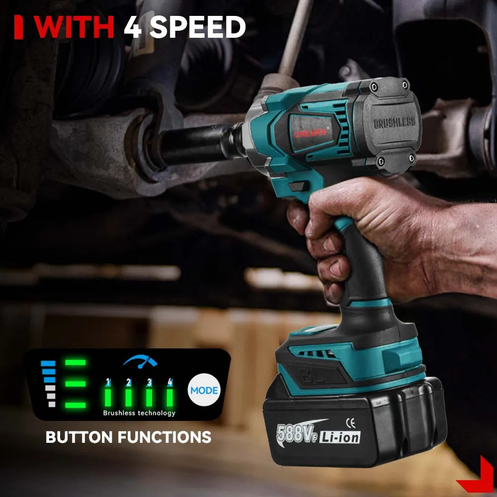 Onevan 1200N M Brushless Electric Impact Wrench Cordless Convenience - Smarsty