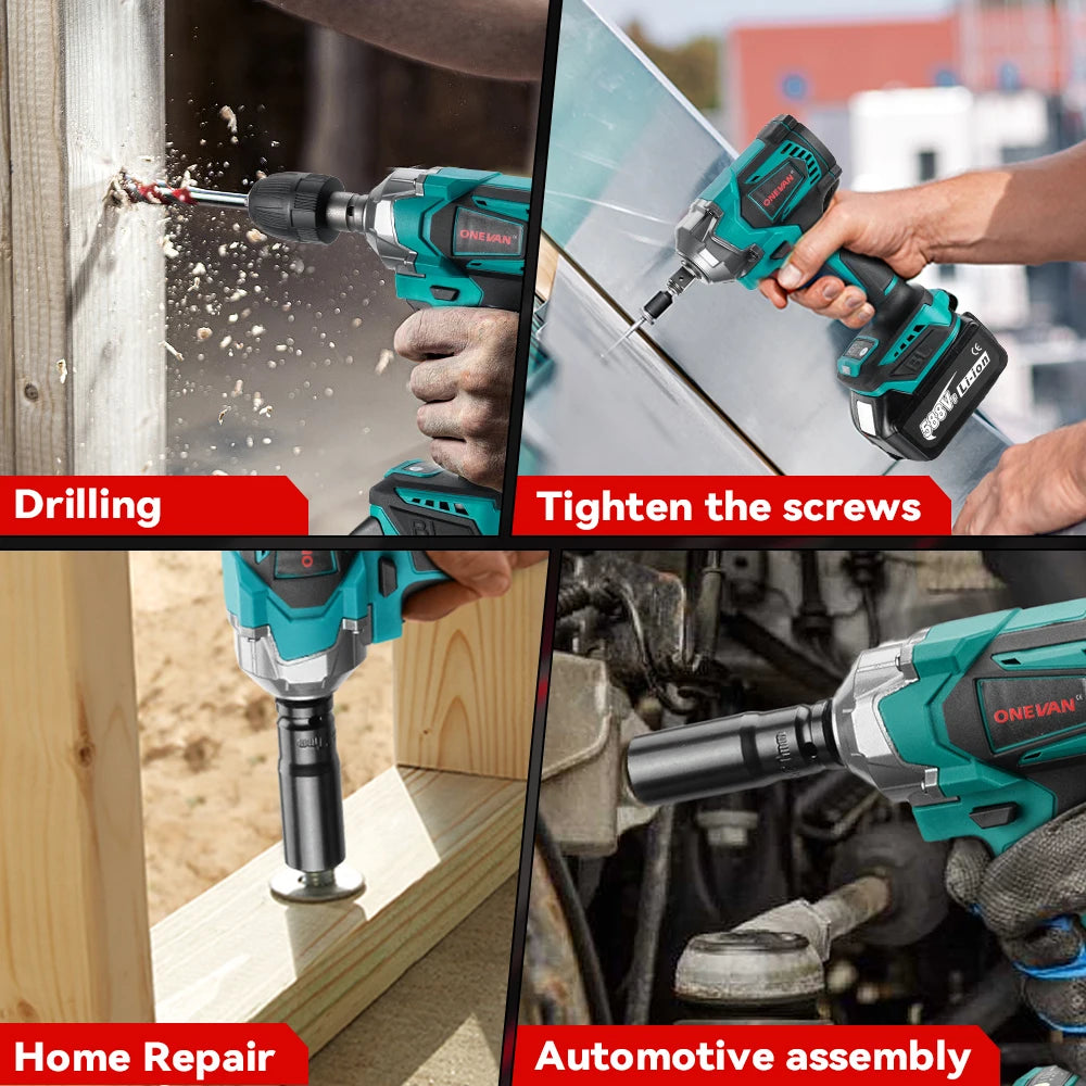 Onevan 1200N M Brushless Electric Impact Wrench Cordless Convenience - Smarsty
