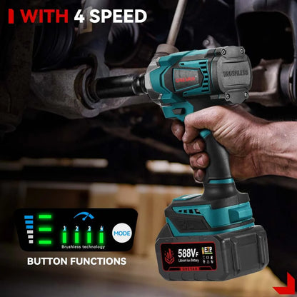 Onevan 1200N M Brushless Electric Impact Wrench Cordless Convenience - Smarsty