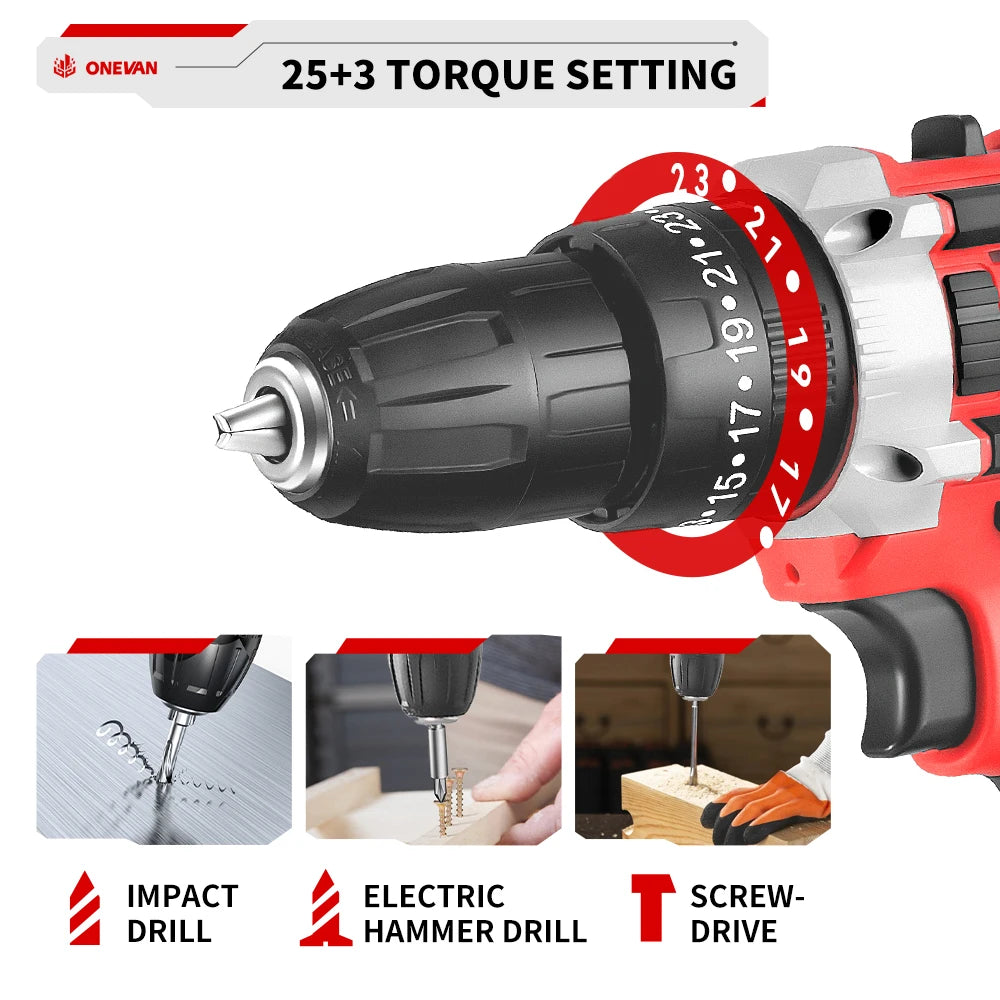 ONEVAN 500W Cordless Impact Drill Set for Woodworking - Smarsty