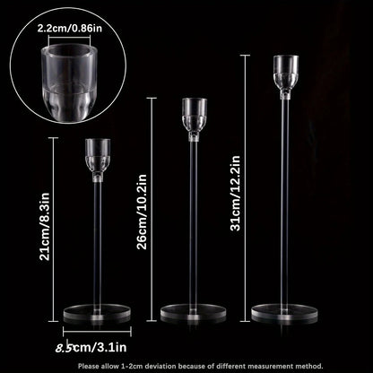 3pcs Clear Acrylic Candlestick Holders for Elegant Wedding Decor - Smarsty