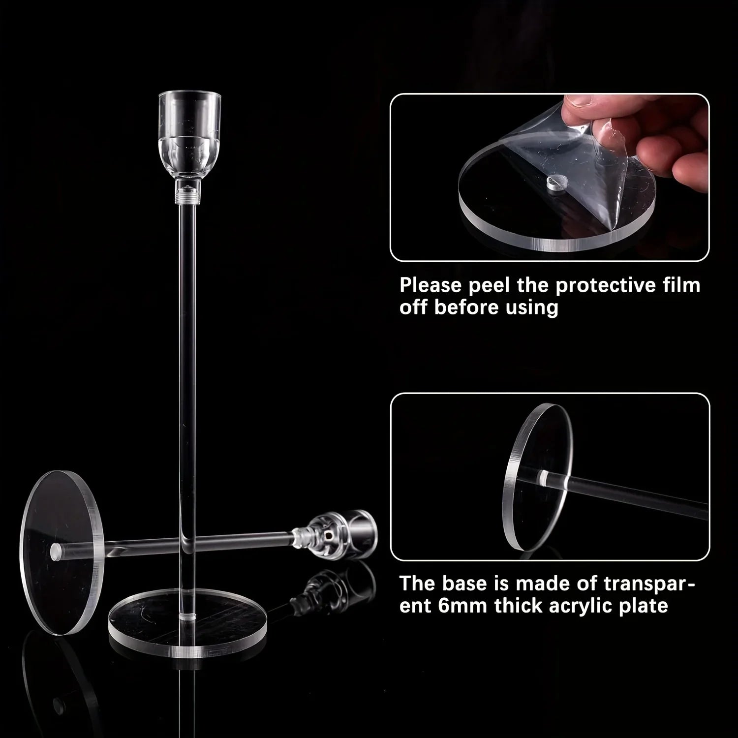 3pcs Clear Acrylic Candlestick Holders for Elegant Wedding Decor - Smarsty