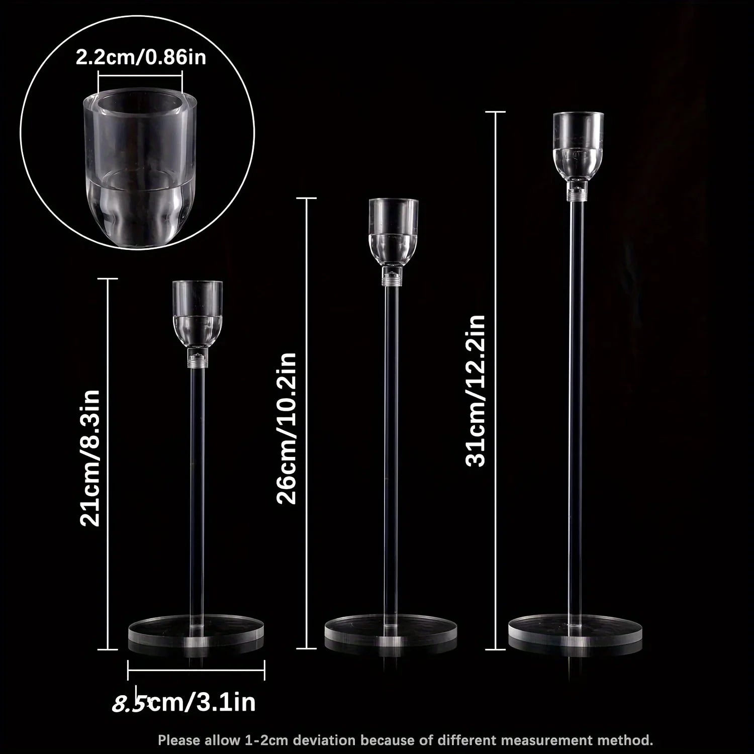 3pcs Clear Acrylic Candlestick Holders for Elegant Wedding Decor - Smarsty