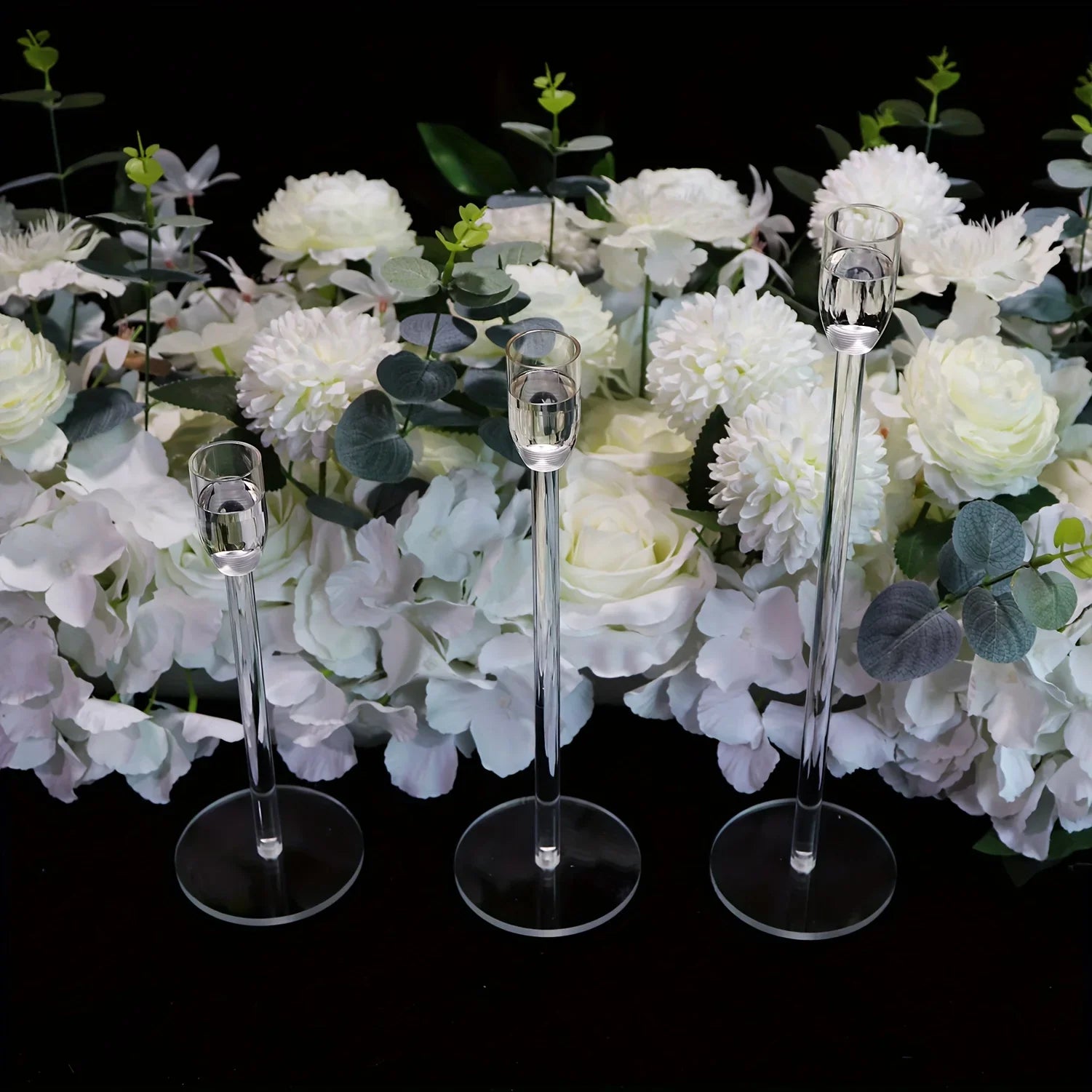 3pcs Clear Acrylic Candlestick Holders for Elegant Wedding Decor - Smarsty
