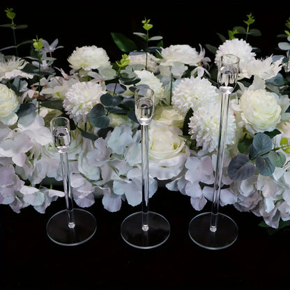 3pcs Clear Acrylic Candlestick Holders for Elegant Wedding Decor - Smarsty