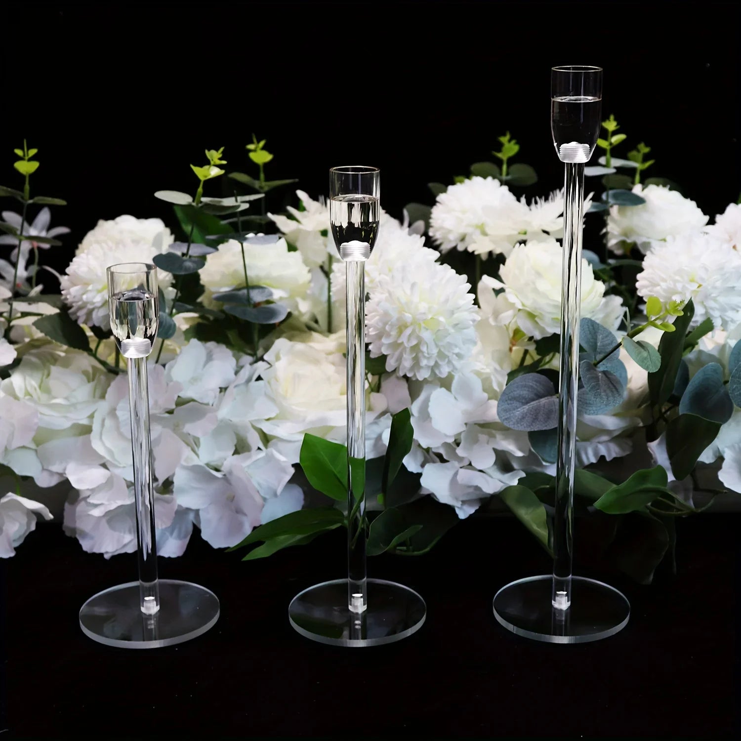 3pcs Clear Acrylic Candlestick Holders for Elegant Wedding Decor - Smarsty
